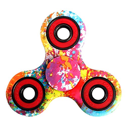 KMIDE Tri-Spinner Fidget Hand Spinner Camouflage Multi-Color, Stress Reducer Hybrid Ceramic Bearing Fidget Finger Toy EDC Focus Toys for Time Killing and Holiday Gift