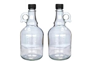 BALLIIHOO HOMEBREW Home Brew & Wine Making - Pack of 2 x Glass Gallone Bottles with Screw Caps - 1 Litre Capacity (Choice of 2 Sizes)