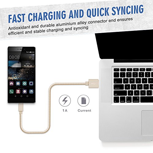 Micro USB Kabel  2-Pack  2m  GlobaLink USB 2 0 Ladekabel Nylon - Lebenslange Garantieserie - f  r Android  Samsung  HTC  Sony  Nexus und mehr - Gold