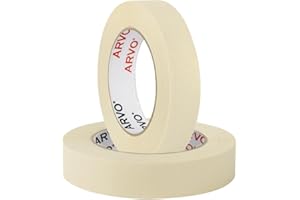 ARVO Masking Tape for Painting – 24 mm x 50 m Decorators Painters Tape | Medium-High Adhesion, Crepe Paper for Walls, Trim & Multi-Surface Indoor Decorating – Pack of 2