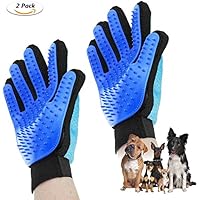 WisFox 2 PCS Pet Bürste Handschuh Haustier Grooming Bürsten Deshedding Glove Hund Katze Fellpflege Handschuhe Enthaarungs zur einfachen Entfernung loser Tierhaare für Hund & Katze (Blue)