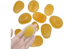 QTTLLI 10Pcs 1.7" Large Glow Pebbles Glow in The Dark Decorative Stones Rocks for Garden Path Walkway Yard Fish Tank, Brown Yellow