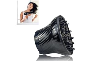 HAOMEEDUO Diffuseur Sèche-Cheveux en Silicone Diffuseur Cheveux Bouclés Couverture de Sèche-cheveux en Silicone Diffuseur Sèche-Cheveux Universel Pliable pour Diamètre de 1,4" à 3" (Noir)