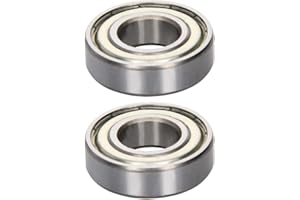 Othmro Lot de 2 Roulements à Billes à Double, 15x32x9 mm, Roulements à Billes en Acier au Carbone avec Double Blindage, Roulement à Billes à Gorge Profonde 6002ZZ, pour Machines de Jardin et Outils
