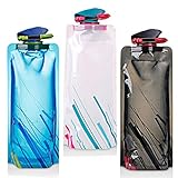 Tamaño:23*13cm EudoER 3 Piezas Bolsa de Agua Plegable Flexible y Reutilizable Botella para Senderismo Aventuras