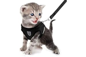 FEimaX Harnais Chat et Laisse, Harnais Chaton Chiot Anti évasion Réglable Réfléchissant Gilet en Maille Respirant Souple pour Petits Chiens et Chats