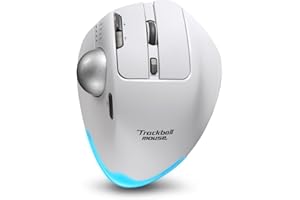 zelotes Trackball Maus Kabellos,Kabellose Bluetooth Maus,4800DPI,BT 5.0/3.0 + 2.4G,Daumenbedienung,Wiederaufladbar Ergonomische Funkmaus mit USB-Empfänger für Laptop,PC,Tablets,Weiß
