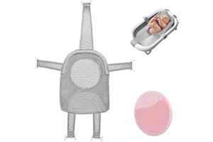 WIRZUL Cuscino Vaschetta Bagnetto Neonato, Tappetino da Bagno per Neonati, Rete Bagnetto Sedile Bagnetti, Supporto Pieghevole Per Vasca da Bagno, per Bambino 0-3 anni(grigio)