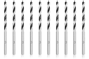 Meccion Holzbohrer 3mm 10Pcs Holzschlangenbohrer Brad Point Holzspiralbohrer Professional Holzbearbeitungbohrer