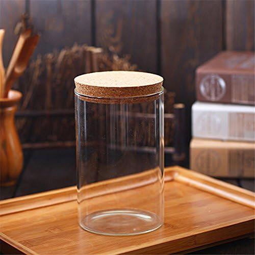 Ahui Spice Jar Condiments Cans Seasoning Bottle Canned Food Diameter 85 Sealed glass jar Cork Storage Coffee Tea Solid Liquid Set of 2, B