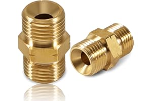 BEATIFIC Brass Gas Hose Connector Double Nipple 1/4 Inch Male Thread DN8 LKS Double Nipple Coupling Propane Acetylene Gas Hose Male Thread 1/4 Inch Left AG Propane Acetylene Coupling Hose Brass Pack of 2