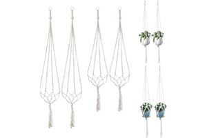 HAOYUAN 4Pcs Hanging Planters Baskets - Macrame Plant Hangers, Cotton Rope Hanging Basket, Flower Pot Hangers, Hanging Plant Holders for Indoor Outdoor Balcony Garden (80cm & 100cm)
