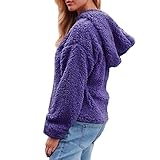 iHENGH Neujahrs Karnevalsaktion Damen Winter Jacke Dicker Warm Bequem Parka Mantel Lässig Mode Frauen Lose wärmen künstliche Wolle mit Kapuze Sweatshirt Oberbekleidung(Lila,L)