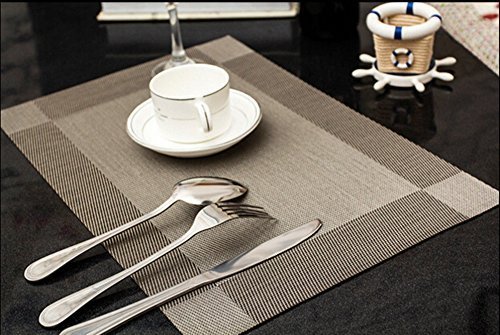 Table Mats,TechCode® PVC Insulation Non-slip Insulation Placemat Washable Table Mats (Grey , Set of 4)