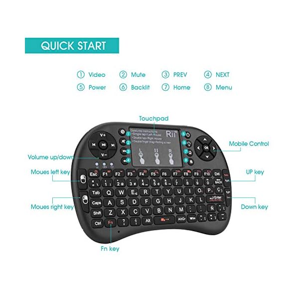 (Actualizado, Retroiluminado) Rii i8+ Mini teclado inalámbrico 2.4Ghz con touchpad integrado, retroiluminación Led y… - Image 4