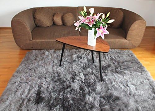 Naturasan Sheepskin Lambskin Rug Designer Retro Flokati Style Longhair Carpet Runner Area Rug , 150 x 200 cm, grey