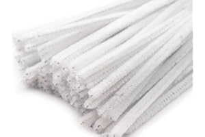 BUSDUGA Chenilledraht / Pfeifenreiniger Ø6mm 100stück XXL-Packung je 30cm länge wählbar (weiß)