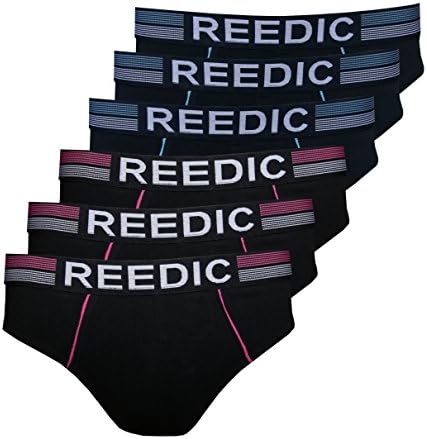 Reedic Men panties, Cotton, 6 Pack, Size X-Large (XL), Color 3 each black, blue