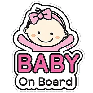 BSL Baby on Board Sticker and Decal - Baby Bumper Car Sticker - Baby Window Car Sticker - Baby in Car Sticker - Cute Safety Caution Decal Sign for Cars