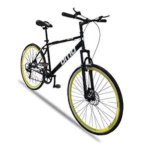 Omobikes Ladakh X7 MTB Bike, 700c wheel and 7 Speed Geared, for Men woman and adults, with Dual disc brakes And front Suspension , frame size 18 inch, steel frame, Multi color , for 13 year and above(90% Assembled)