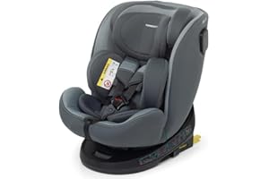 Foppapedretti Seggiolino Auto Circle I-Size, Seduta Girevole a 360°, per bambini da 40 a 150 cm di altezza, 0-12 anni, conforme ECE R129, Fissaggio Isofix e TopTether, Safe Body Protection, Silver