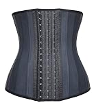 TwinsFlame Femme Bustier Latex Corset Amincissant Serre Taille Minceur pour Ventre Plat, Noir 25 Acier Squelette, 3XL