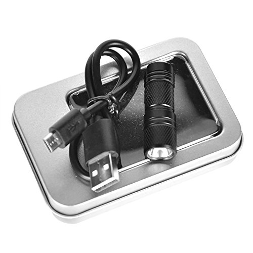 Boruit LED Flashlight ,Micro USB Mini Taschenlampe,Micro Taschenlampe Aufladbare Wasserdicht zum Innenbeleuchtung und Bewegungen im Freien (Schwarz) - 8