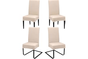 Hopelit Pokrowce na krzesła, zdejmowane, dekoracyjne, do jadalni, na wesele, do hotelu, kuchni, na imprezy, ceremonię, beżowe, 4 sztuki w zestawie