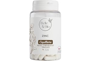 BELLE & BIO BEAUTÉ DE LA PEAU & CHEVEUX - Zinc - 120 gélules - Cure 2 mois - Complément Alimentaire BELLE&BIO - Fabriqué en France