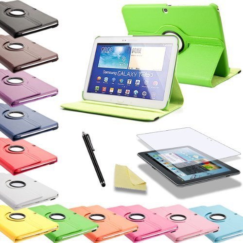 3in1 SET 360   Tab3 10 1 Schutzh  lle   Folie   Pen Samsung Galaxy Tab 3 P5200 P5210 P5220 Tasche Etui  Gr  n 