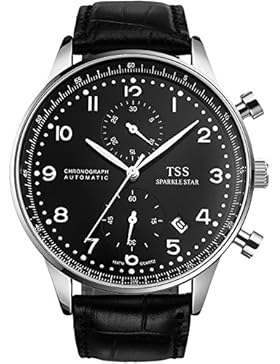 TSS Herren t5014C2Chronograph Quarz Armbanduhr mit Leder Band