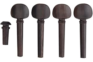 TOMOTATO Violin Tuning Pegs, Ebony Violin Tuning Pegs with Endpin, Easy to Install, Durable and Stable, 4/4 Size Violin String Tuning Peg Set for Violin Repair and Maintenance