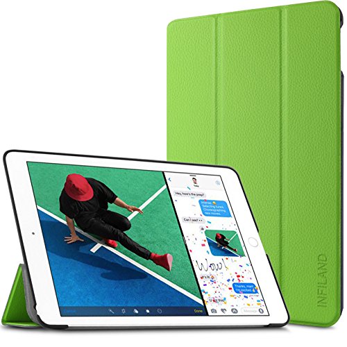 Neues iPad 2017 iPad 9.7 Zoll Hülle, Infiland Ultra Dünn Smart-Muschel PU Leder Ultra Schlank Superleicht Ständer Smart Shell Cover Schutzhülle Etui Tasche für Apple New iPad 9.7 inch 2017 Model (mit Auto Schlaf / Wach Funktion)(Grün)