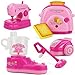 Produktbild Kinder HaushaltsgeräTe Familienküche Spielzeug Rollenspiel Nähmaschine Staubsauger Brotmaschine Entsafter mit Licht für Kinder Mädchen, Rosa