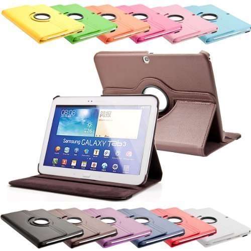 Tab3 360 ° Schutztasche für SAMSUNG GALAXY TAB 3 Hülle Schutz Etui Tasche Cover Case (10.1 Braun)
