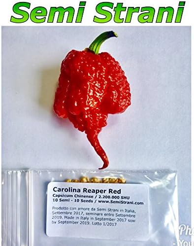 CAROLINA REAPER RED - 20 pure Seeds of the World's Hottest Chili Pepper produced in Italy by Semi Strani of Carlo Martini + Cultivation Guide and Access Facebook Support Group