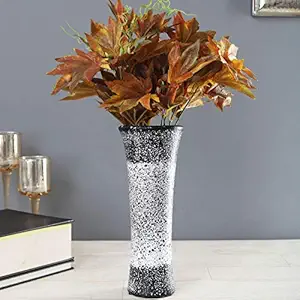 OddCroft Lightning Tapered Ceramic Flower Vase, Black & White, 11