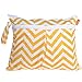 Damero 2pcs/pack Cute Travel Baby Wet and Dry Cloth Diaper Organiser Bag, Yellow Chevron+Blue Chevron