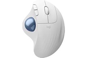 Logitech ERGO M575S ratón con trackball inalámbrico, ratón ergonómico inalámbrico con Bluetooth y llave USB cifrada, control cómodo con el pulgar, seguimiento fluido y preciso, para PC/Mac - Blanco