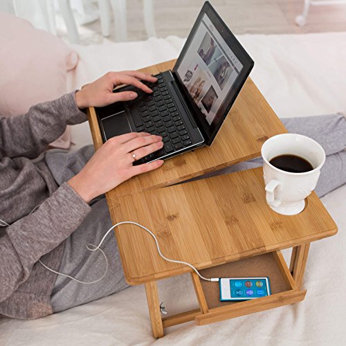 TecTake Laptoptisch mit USB Lüfter Notebooktisch Betttisch faltbar höhenverstellbar aus Bambus 55x35cm - 4