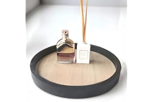 K-STAR COMMERCE Decorative Round Natural Wooden Tray For Coffee Table Candle Display-Modern Minimalistic Serving Platter Organiser - Large Size 30cm