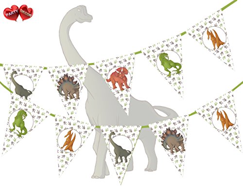 Jurassic Collection - Dinosaurs Mix Theme Pattern Bunting Banner 15 Flags For Guaranteed Stylish Amazing party decoration by PARTY DECOR