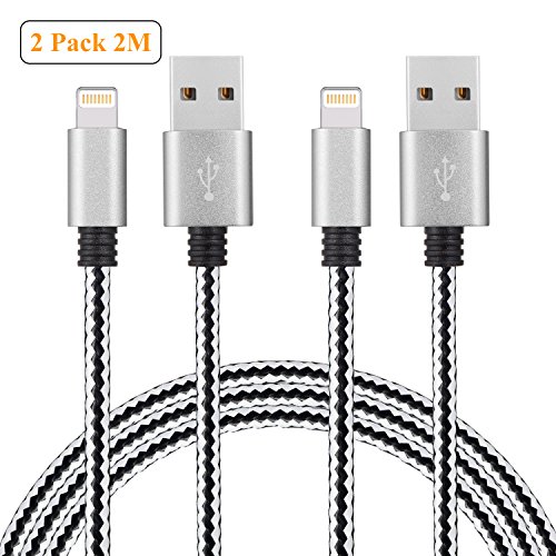 Book's Cover of Câble iPhone Chargeur iPhone Cable Lightning Apple  Pack de 2 2m SURWELL Cable en PU Robuste avec Connecteur en Aluminium pour Apple iPhone 77 PlusSE66 Plus6s6s Plus55s5c iPad ProAirMini Noir et Blanc 