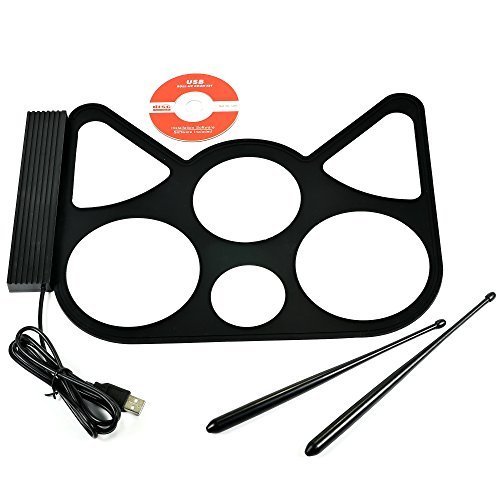 LeaningTech® USB PC Digital electrónico enrollable en tambor almohadilla Cable Pad Kit música práctica Drumset