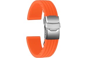 ULLCHRO Cinturini Orologi Impermeabile Orologi Bracciale Donna Uomo Stripe Pattern - 16mm, 18mm, 20mm, 22mm, 24mm Gomma Cinturino Orologio Acciaio inossidabile Fibbia Deployante