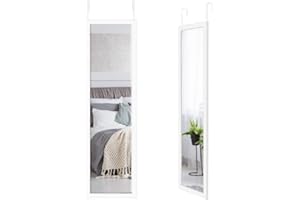 Americanflat Specchio da Porta Bianco 122 x 30,5 cm - Specchio da Appendere alla Porta di Camera da Letto, Bagno, Cameretta - Specchio da Parete Lungo con Ganci e Vetro Infrangibile