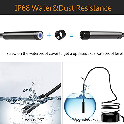 WiFi Endoskop,ROTEK Drahtlose Inspektionskamera,2.0 Megapixel 1080P HD Endoskopkamera,IP68 Wasserdichte SanitÃ¤r Schlange Kamera mit 8 LED-Leuchten fÃ¼r IOS Android Smartphone,Tablette - 5 Meter