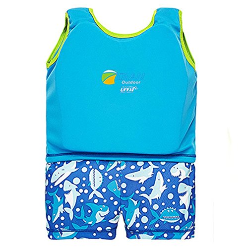 Highdas Kids Swimming Float Suit Swim Aid Wear Neopren Suit One-piece Quick-drying Boys Swim Trainer, Blue 3-4 years