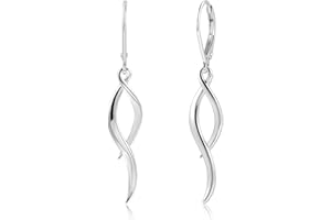 ASH'S CHOICE Boucles d'oreilles Pendantes en Argent 925 Hypoallergéniques avec Pendentif Double Torsadé/Spirale/Geuille/Gouttes d'eau Boucles d'oreilles Longues Boho pour Femme