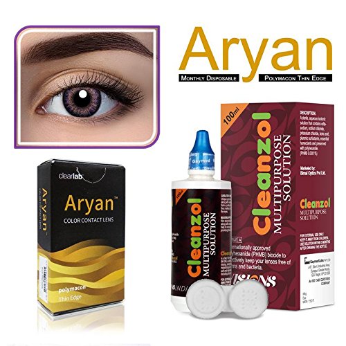 Buy Aryan Monthly Zero Power Color Contact Lens With Lens Care Kit 2